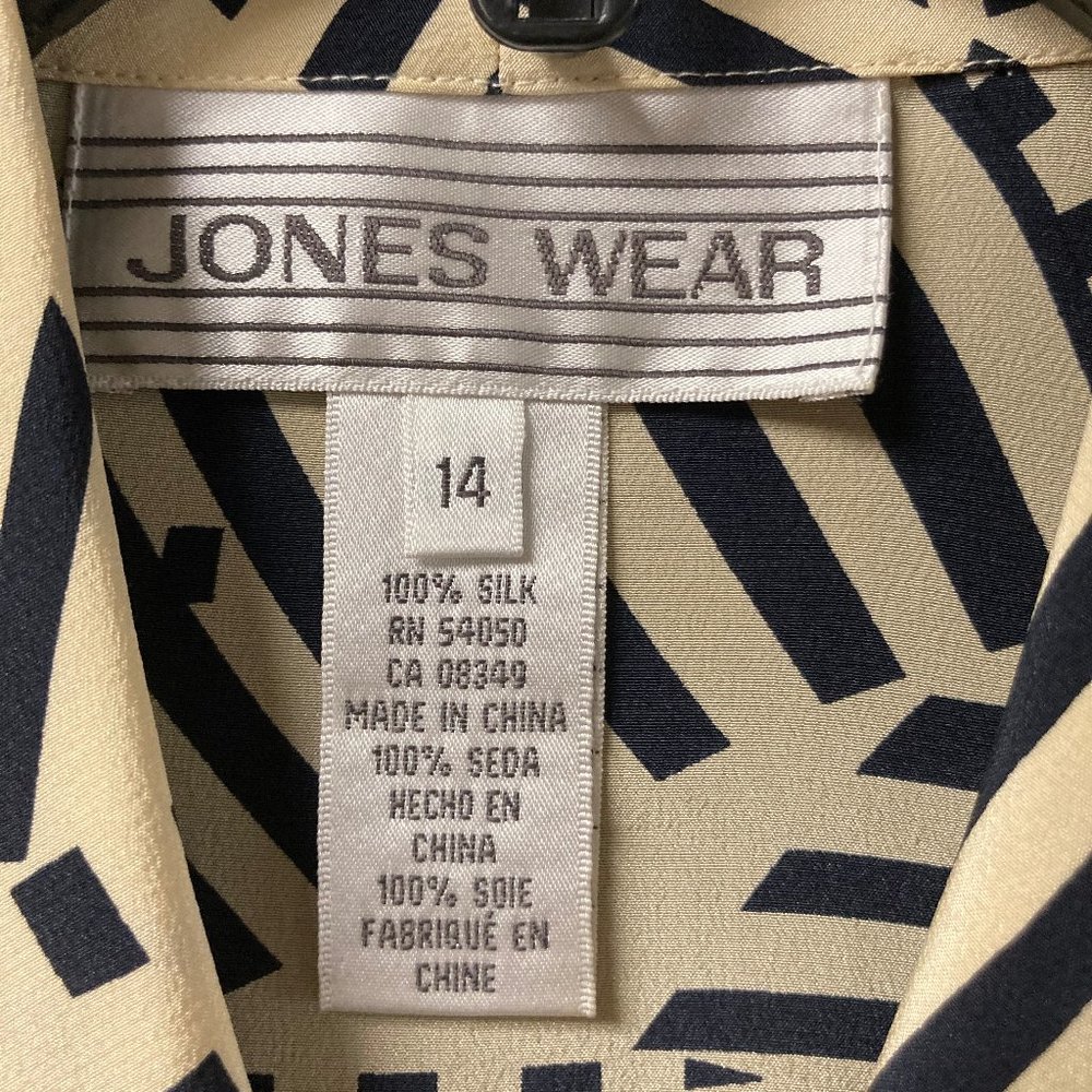 Navy/Tan Pattern Button Up - Picture 2 of 3